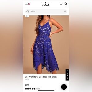One Wish Royal Blue Lace Midi Dress